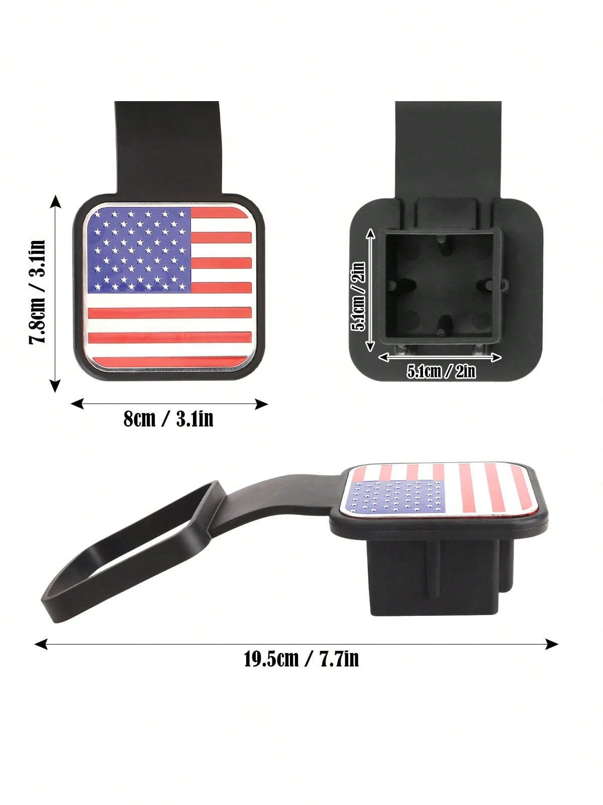 USA Flag Hitch Receiver Cover Tow Trailer Tube Plug Cap 4-Way Flat Insert 2 Inch