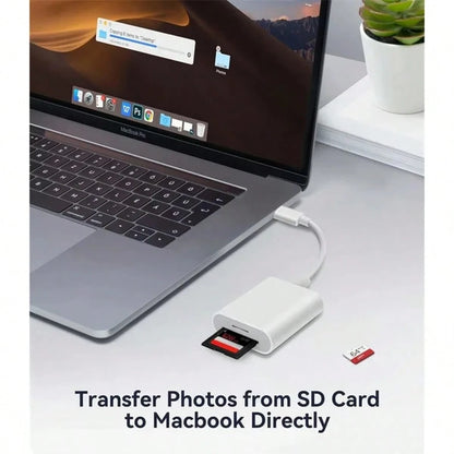 USB-C TF/SD Card Reader For IPhone 15 16/IPod/, Xdgeload USB-C Type-C SD Card Reader Supports SD And TF Storage Cards Simultaneously, Convenient For Viewing Camera Images, Plug And Play Design, 2 Slot