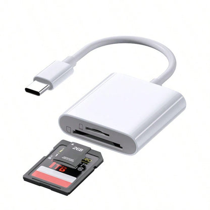 USB-C TF/SD Card Reader For IPhone 15 16/IPod/, Xdgeload USB-C Type-C SD Card Reader Supports SD And TF Storage Cards Simultaneously, Convenient For Viewing Camera Images, Plug And Play Design, 2 Slot
