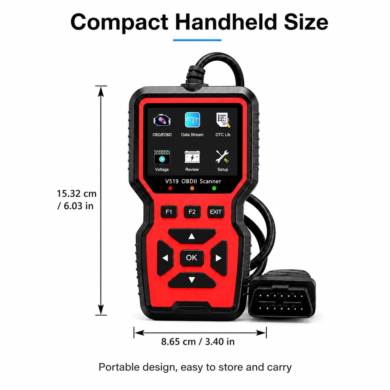 V519 Professional OBD2 Car Diagnostic Scanner Full Function Engine Fault Code Reader Real Time Data Stream I/M Readiness Test Tool