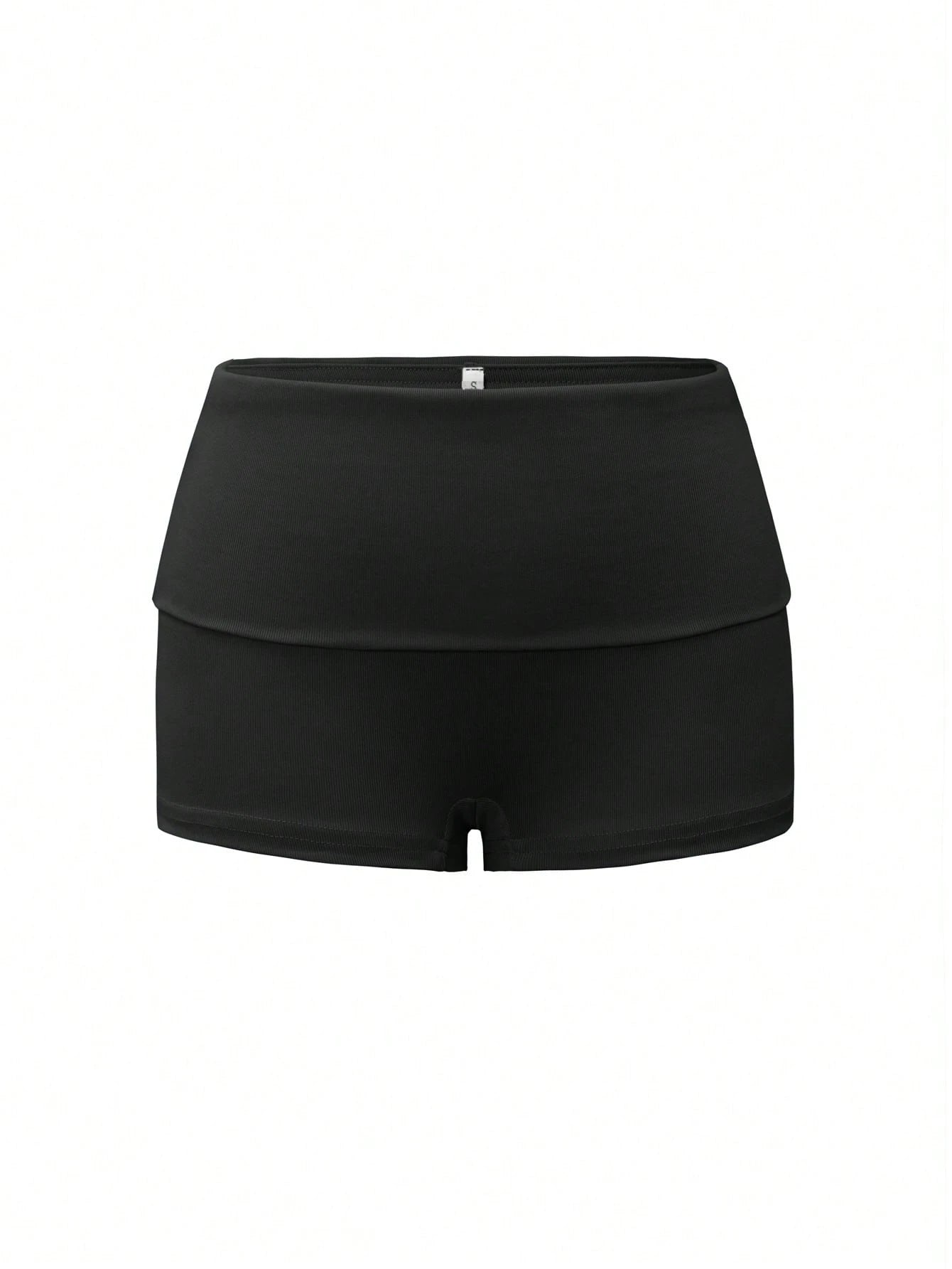 Vaiaye Women's Solid Color Casual Slim Fit Shorts, Striped Low Waist Mini Skirt, Minimalist Fashion Black Summer, Chic & Elegant