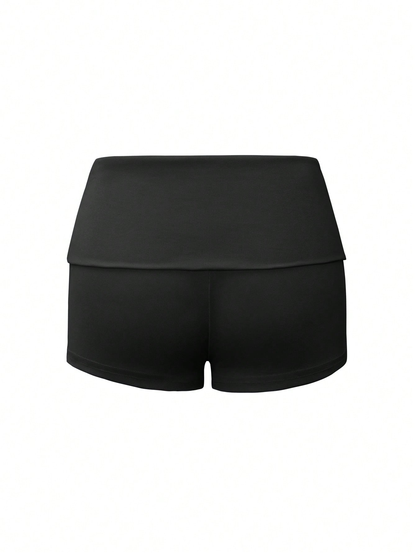Vaiaye Women's Solid Color Casual Slim Fit Shorts, Striped Low Waist Mini Skirt, Minimalist Fashion Black Summer, Chic & Elegant
