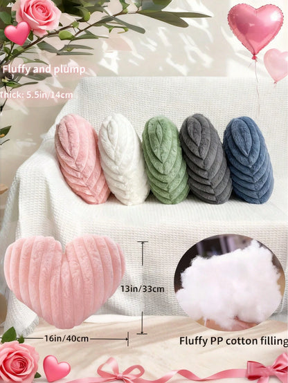 Valentine's Day Heart Pillow Decorative Throw Pillows, Heart Shaped Soft Fluffy Faux Fur Cute Pillows Cushions For Couch Chair Bed Bedroom Room Home Decor Aesthetic, Black