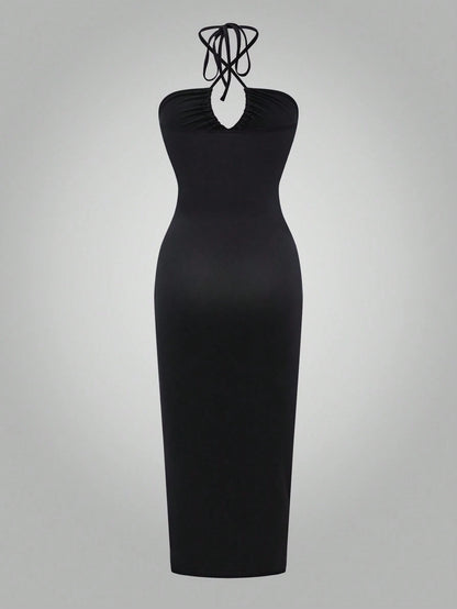 VaVaBold Red Sleeveless Sexy Backless Wrap Dress For Women