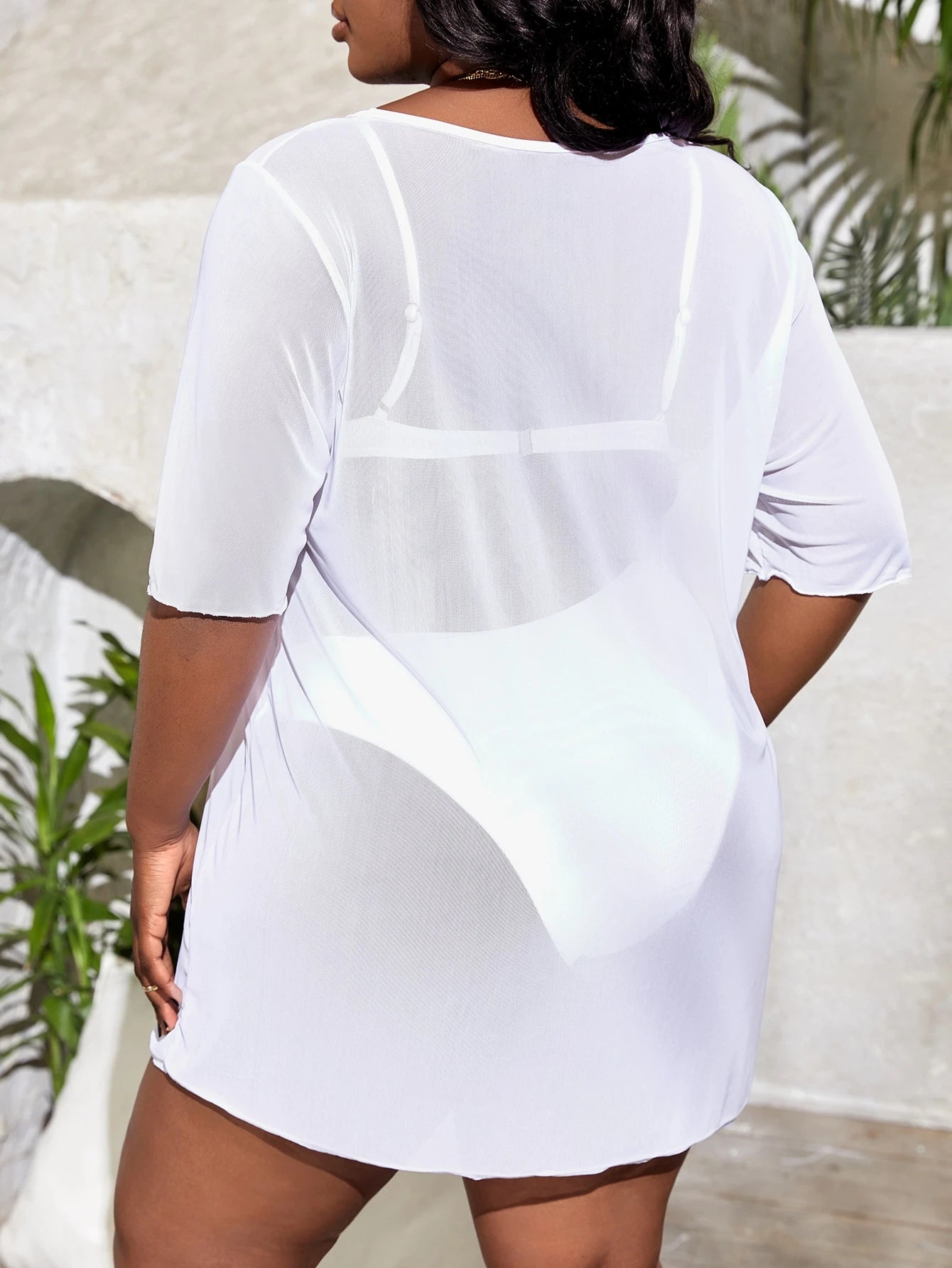 VCAY Plus Size Split Thigh Cover Up Dress Without Bikini Set Summer