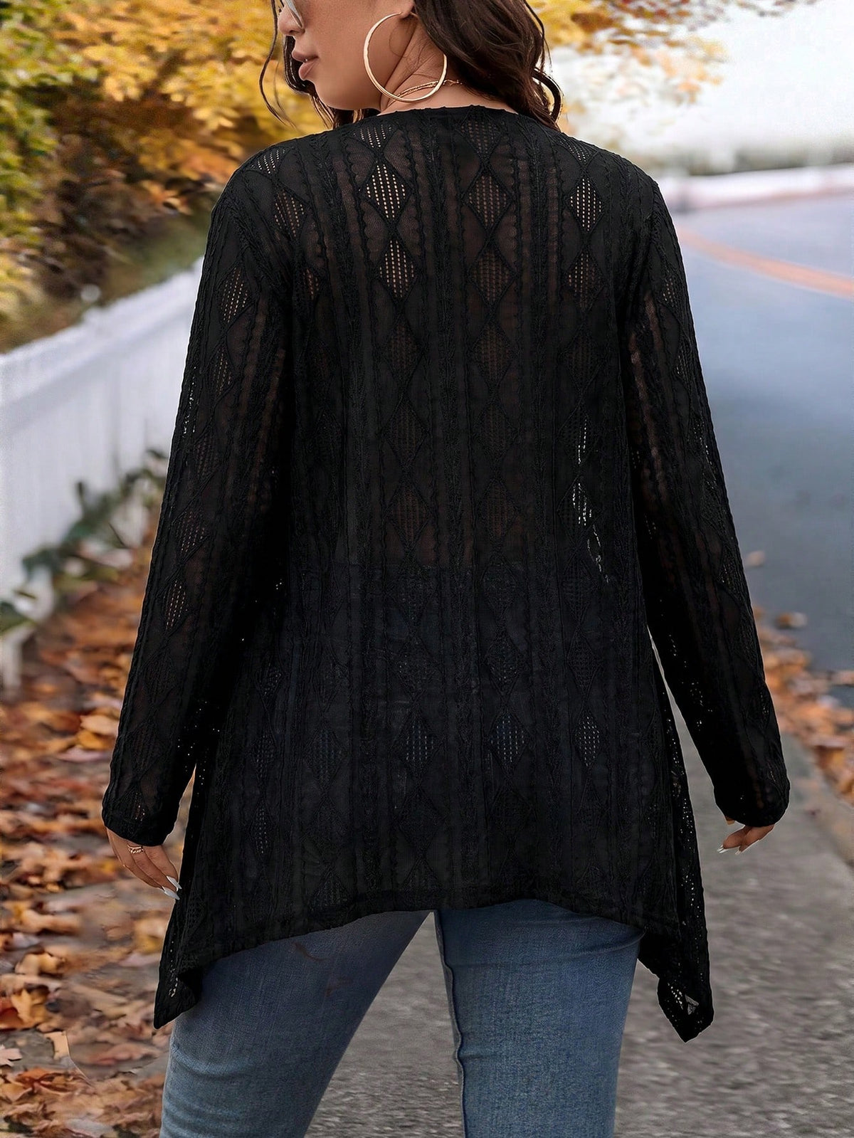 VCAY Plus Size Winter Fashion Asymmetric Collar Design Long Knit Cardigan For Going Out And Work Fall