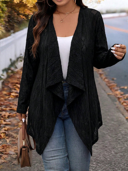 VCAY Plus Size Winter Fashion Asymmetric Collar Design Long Knit Cardigan For Going Out And Work Fall
