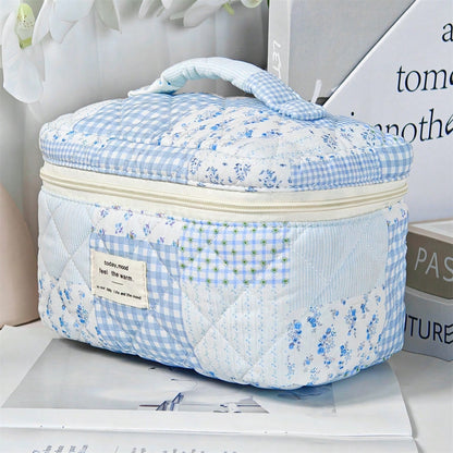 Vintage Elegant Patchwork Pattern Makeup Bag Set, Fashionable Large Capacity Multi-Compartment Handbag, Multifunctional Travel Organizer Bag, Storage Pouch For Cosmetics, Makeup Tools And Other Items