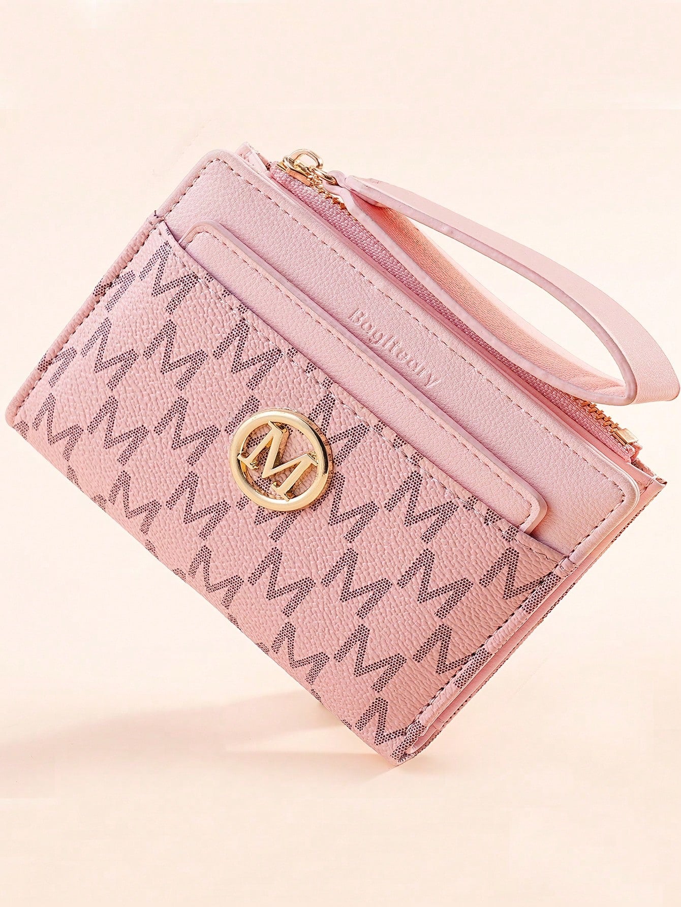 Vintage Lychee Grain Minimalist Women's Wallet, High-End Elegant Bifold Design With Card Slots, Multiple Card Compartments, Zipper Short Coin Purse With Letter Detail