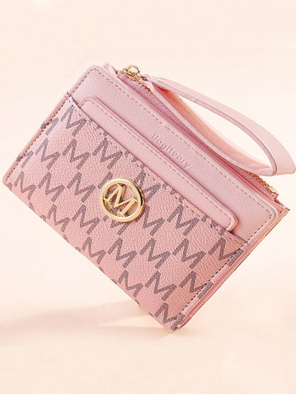 Vintage Lychee Grain Minimalist Women's Wallet, High-End Elegant Bifold Design With Card Slots, Multiple Card Compartments, Zipper Short Coin Purse With Letter Detail