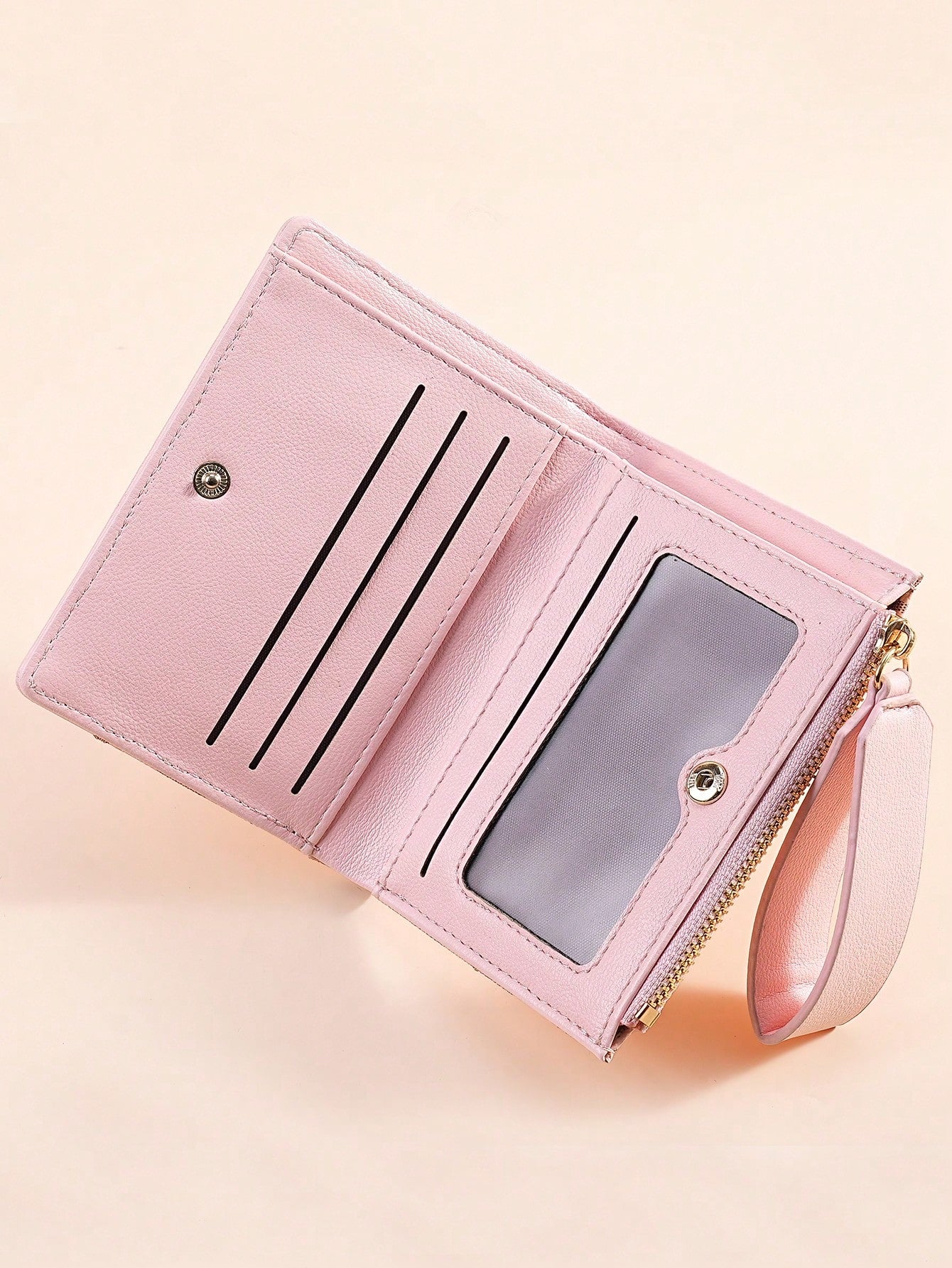 Vintage Lychee Grain Minimalist Women's Wallet, High-End Elegant Bifold Design With Card Slots, Multiple Card Compartments, Zipper Short Coin Purse With Letter Detail