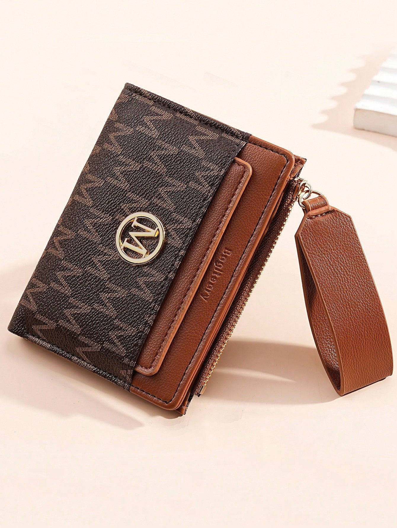 Vintage Lychee Texture Minimalist Women's Wallet, High-End Elegant Bifold Card Holder With Multiple Card Slots, Zipper Short Coin Purse With Letter Design