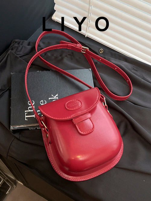 Vintage Mini Round Toe Flap Crossbody Bag For Women