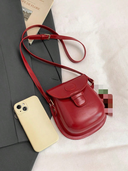 Vintage Mini Round Toe Flap Crossbody Bag For Women
