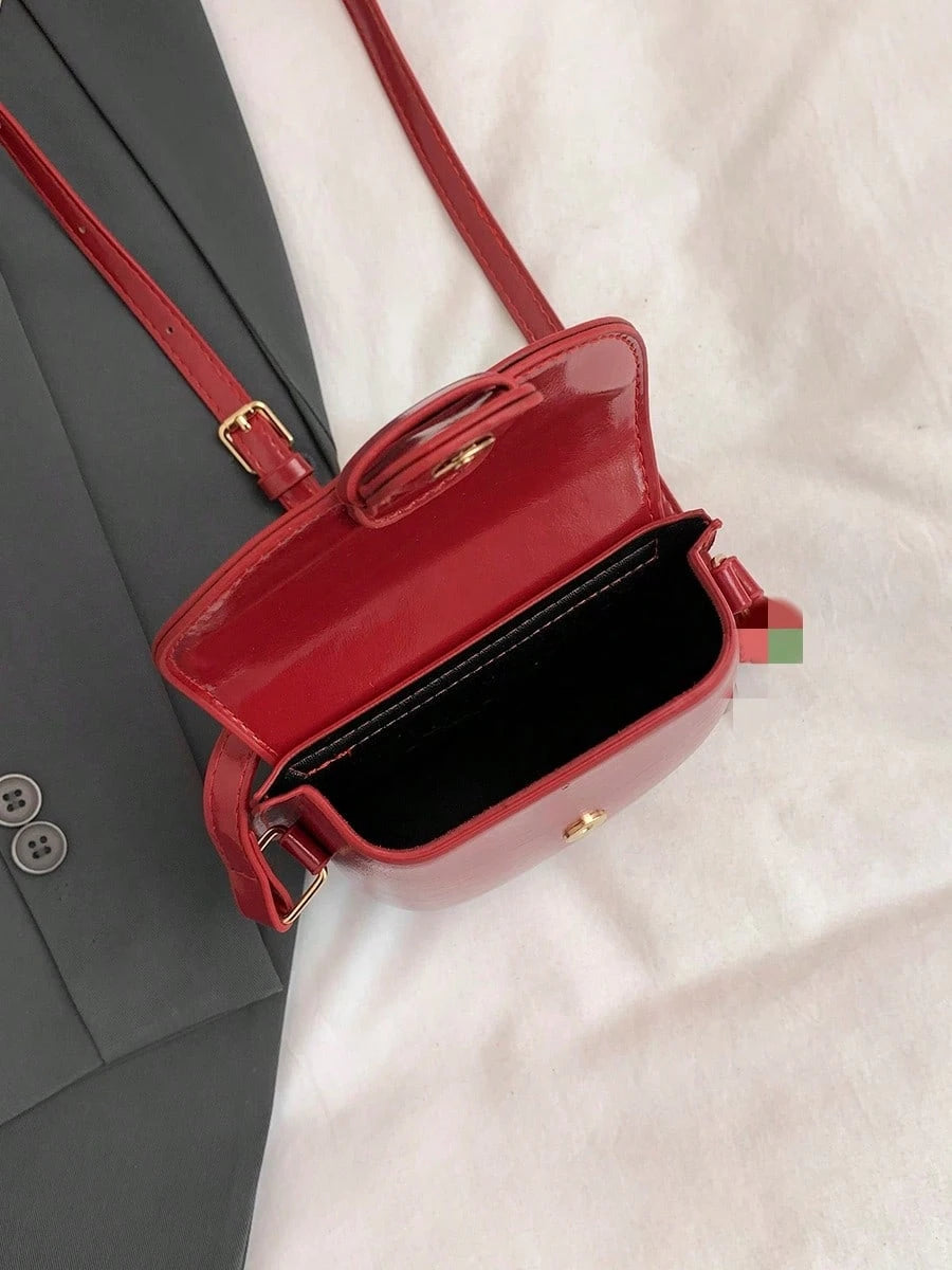 Vintage Mini Round Toe Flap Crossbody Bag For Women