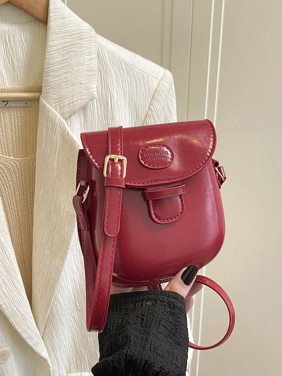 Vintage Mini Round Toe Flap Crossbody Bag For Women