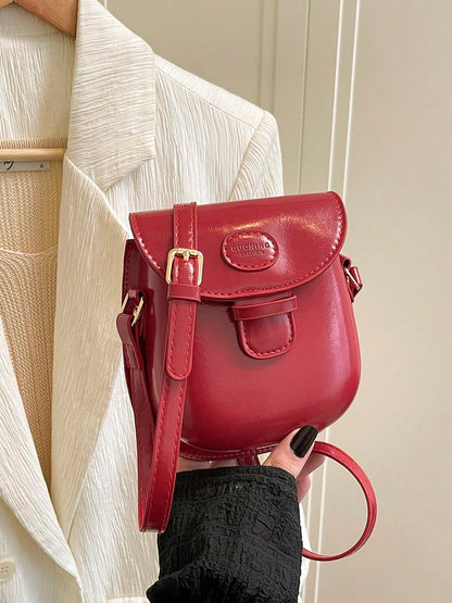 Vintage Mini Round Toe Flap Crossbody Bag For Women