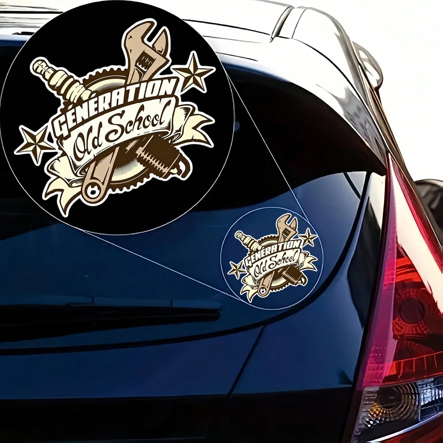 Vintage Tool Star Graphic Vinyl Car Sticker, Waterproof Glossy Self-Adhesive Decal, Irregular Old School Style Decor Sticker For Motorcycle Laptop Window Truck DIY Decor