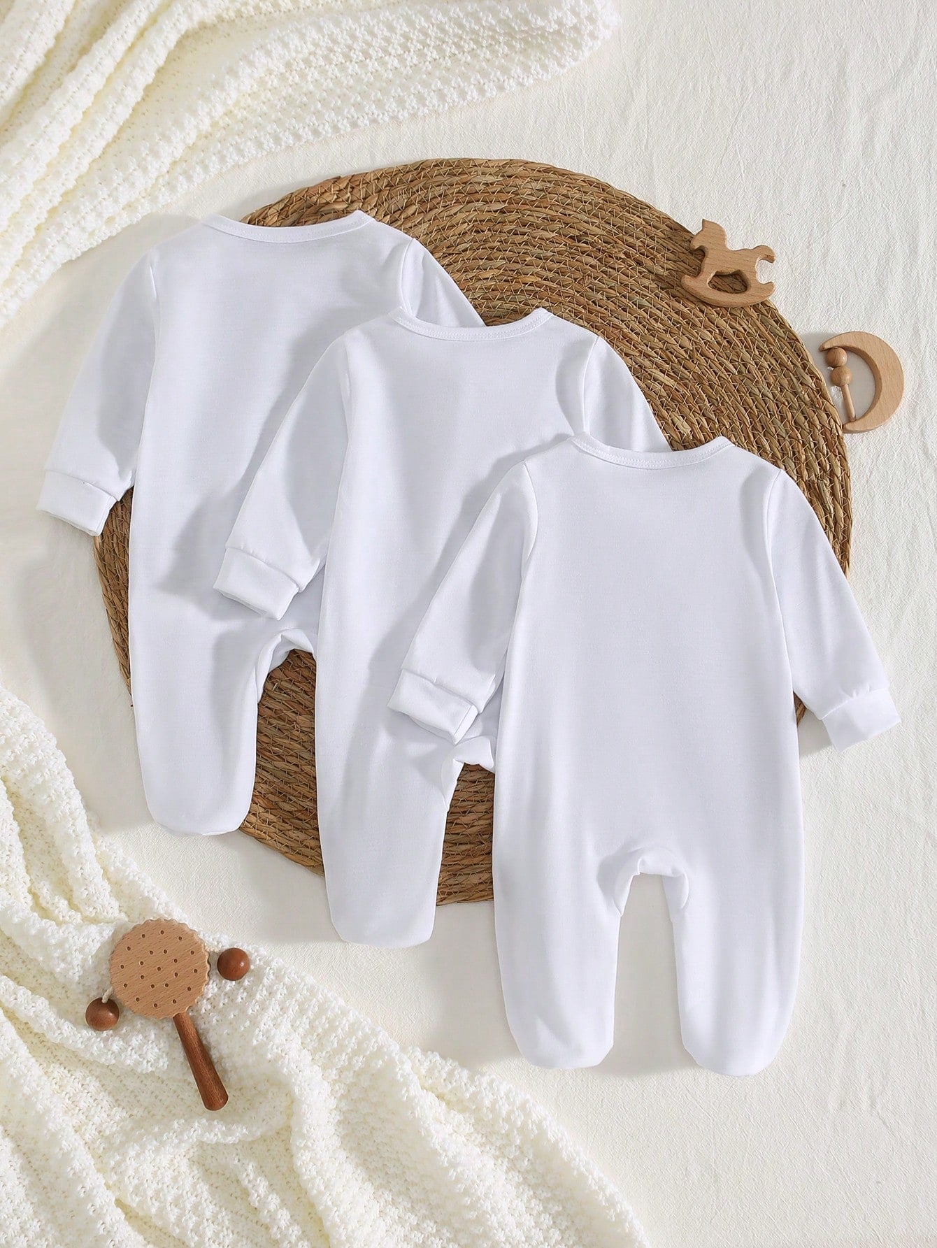Vintaside Kids 3pcs/Set Newborn Baby Jumpsuits, Long Sleeve Footed Jumpsuit Pajamas