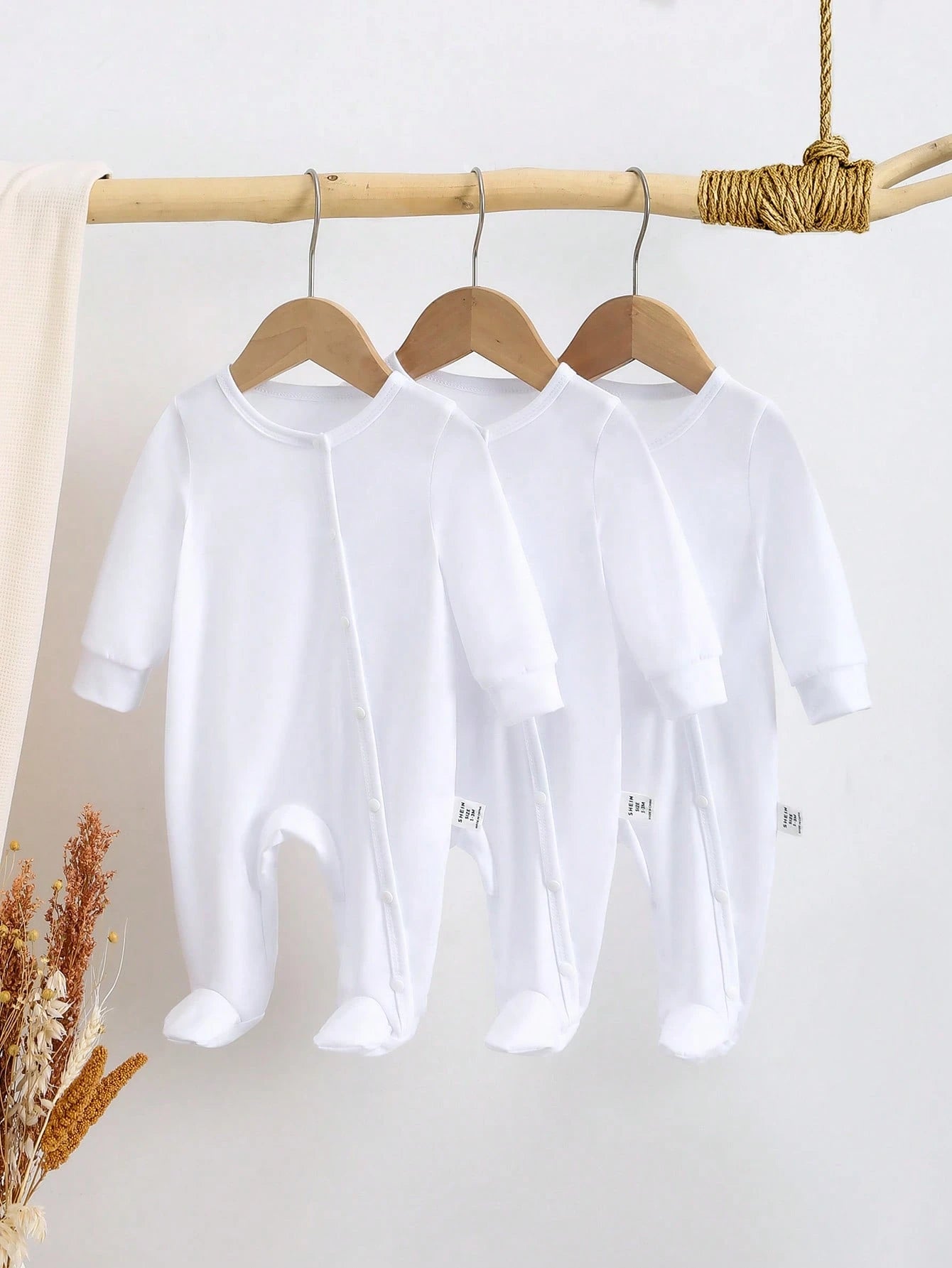 Vintaside Kids 3pcs/Set Newborn Baby Jumpsuits, Long Sleeve Footed Jumpsuit Pajamas