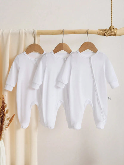 Vintaside Kids 3pcs/Set Newborn Baby Jumpsuits, Long Sleeve Footed Jumpsuit Pajamas