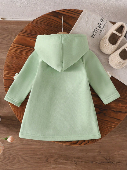 Vintaside Kids Baby Girl Autumn Floral Hooded Princess Dress Back-To-School Graduation Sage Green Floral Daddys Girl