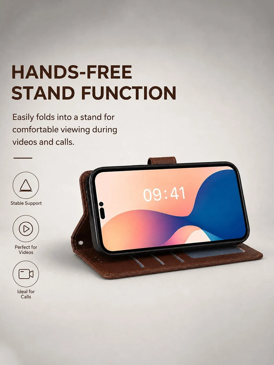 VOUVI High-End Retro Card Clip Phone Case Compatible With IPhone 18 17 16 15 14 13 12 11 Pro Max Luxurious PU Leather Wallet Cases Compatible With 16 15 14 Plus