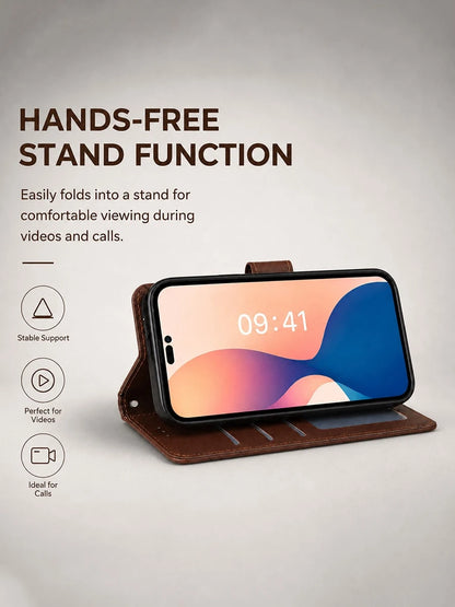 VOUVI High-End Retro Card Clip Phone Case Compatible With IPhone 18 17 16 15 14 13 12 11 Pro Max Luxurious PU Leather Wallet Cases Compatible With 16 15 14 Plus
