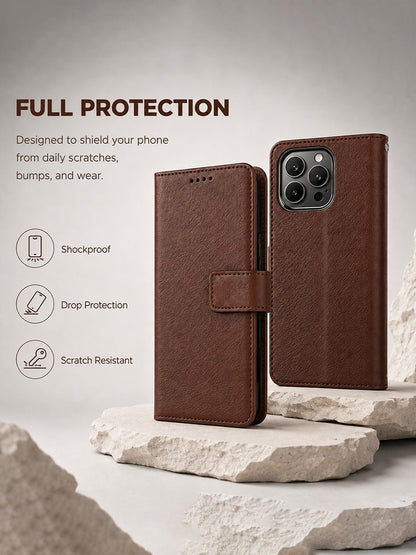 VOUVI High-End Retro Card Clip Phone Case Compatible With IPhone 18 17 16 15 14 13 12 11 Pro Max Luxurious PU Leather Wallet Cases Compatible With 16 15 14 Plus