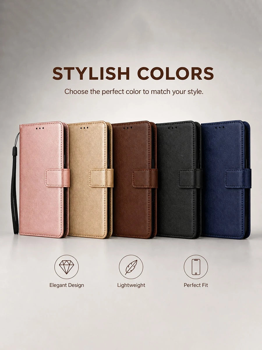 VOUVI High-End Retro Card Clip Phone Case Compatible With IPhone 18 17 16 15 14 13 12 11 Pro Max Luxurious PU Leather Wallet Cases Compatible With 16 15 14 Plus