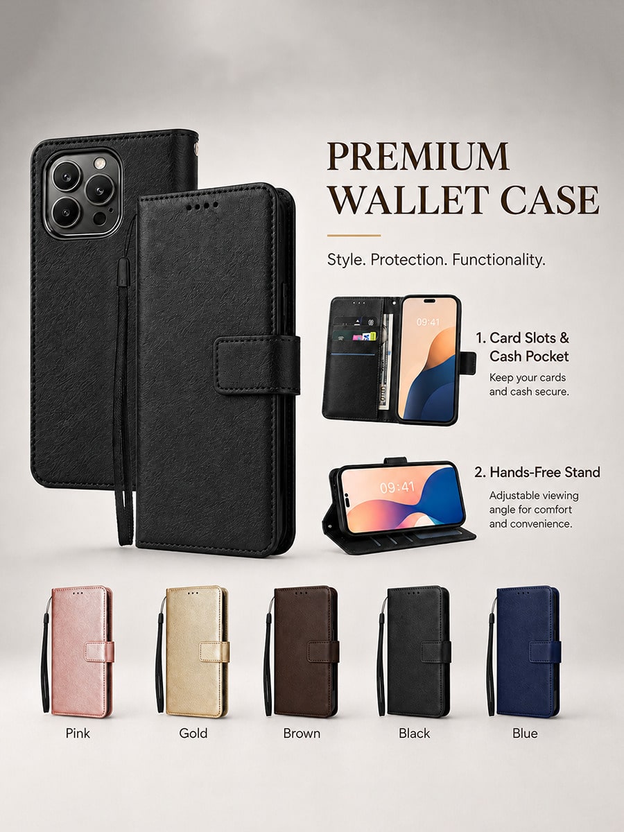 VOUVI High-End Retro Card Clip Phone Case Compatible With IPhone 18 17 16 15 14 13 12 11 Pro Max Luxurious PU Leather Wallet Cases Compatible With 16 15 14 Plus