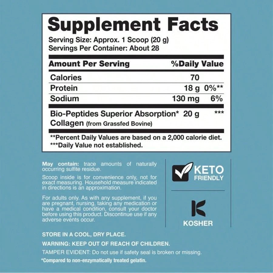 VPOAJ NeoCell Collagen Bio-Peptides Powder 20oz- Grassfed Protein Supplement- Advanced With 18 Essential Amino Acids
