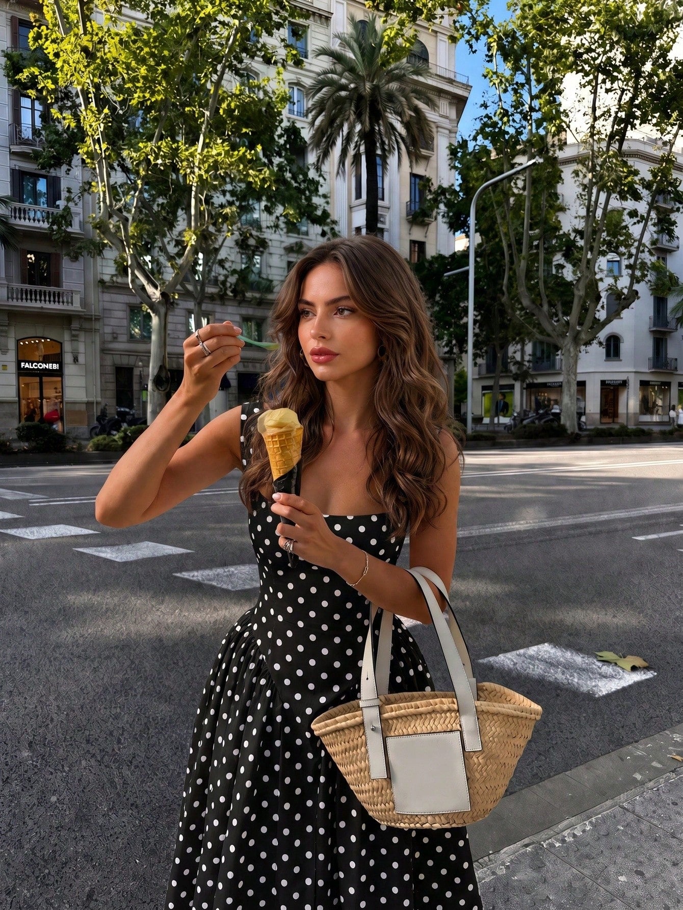 Vusalt Women's Summer French Fresh Light Yellow & White Small Plaid Square Neck Wide Strap Gathered Full Skirt Knee-Length Midi Dress