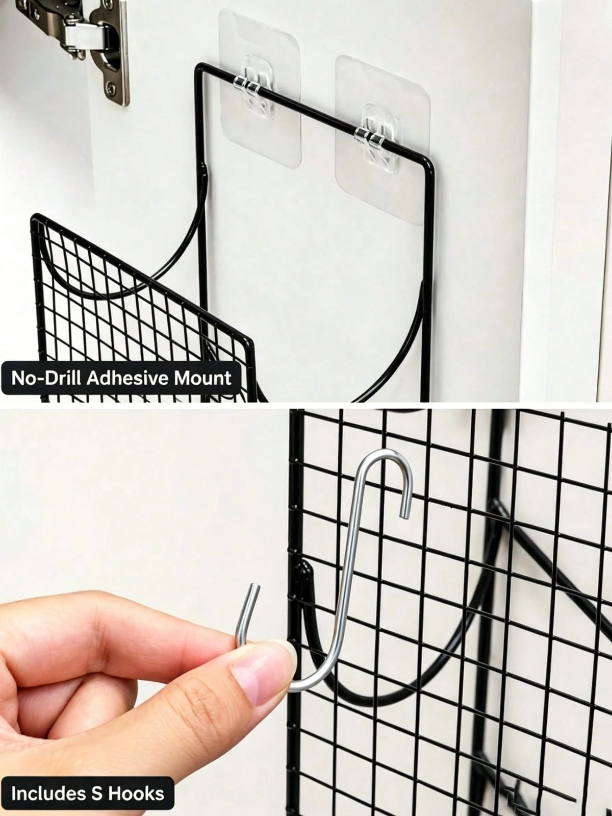 Wall-Mounted Hair Tool Storage Basket, No-Drill Bathroom Organizer Rack For Hair Dryer And Curling Iron