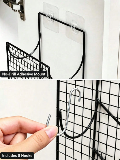 Wall-Mounted Hair Tool Storage Basket, No-Drill Bathroom Organizer Rack For Hair Dryer And Curling Iron