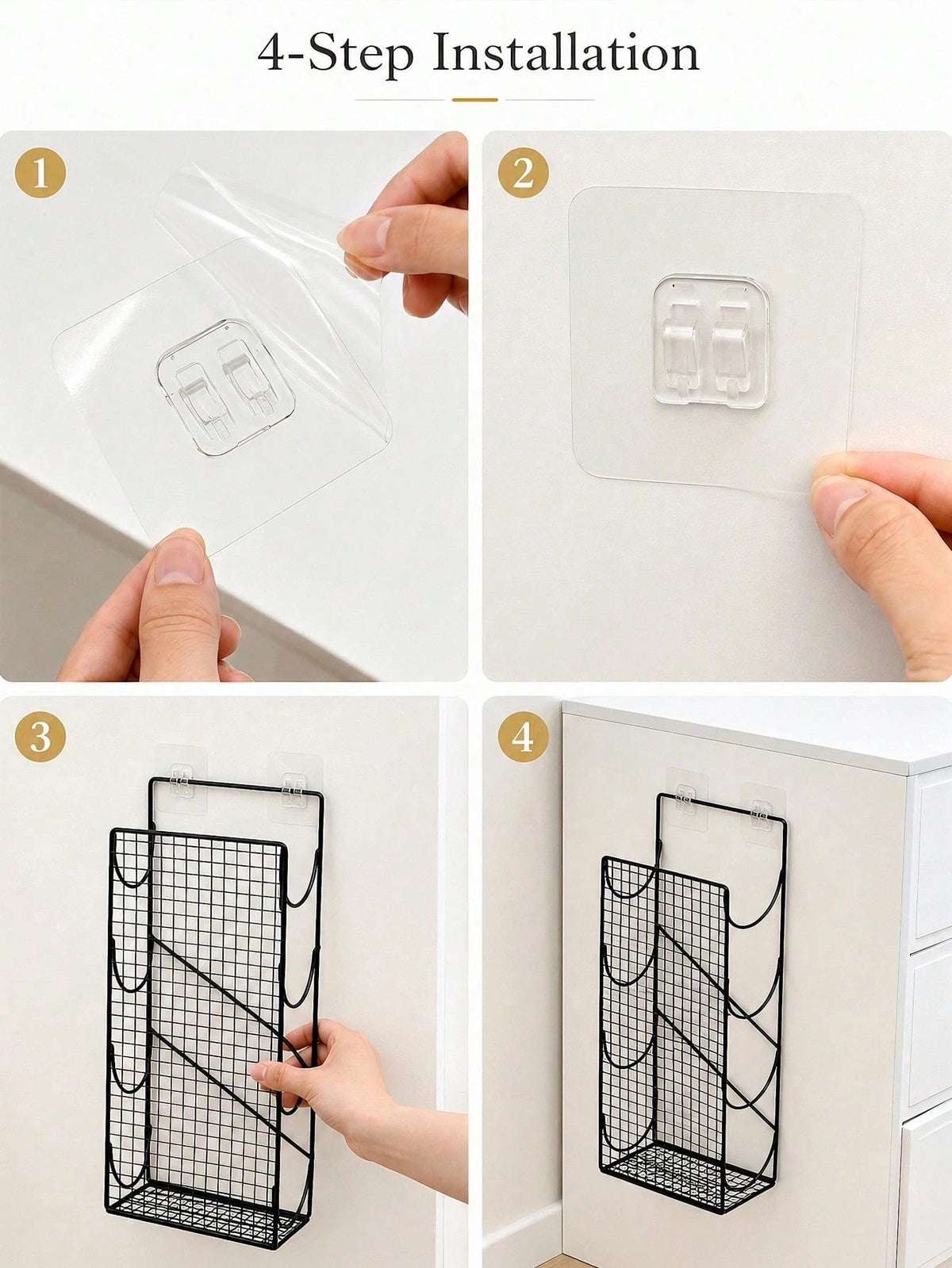 Wall-Mounted Hair Tool Storage Basket, No-Drill Bathroom Organizer Rack For Hair Dryer And Curling Iron