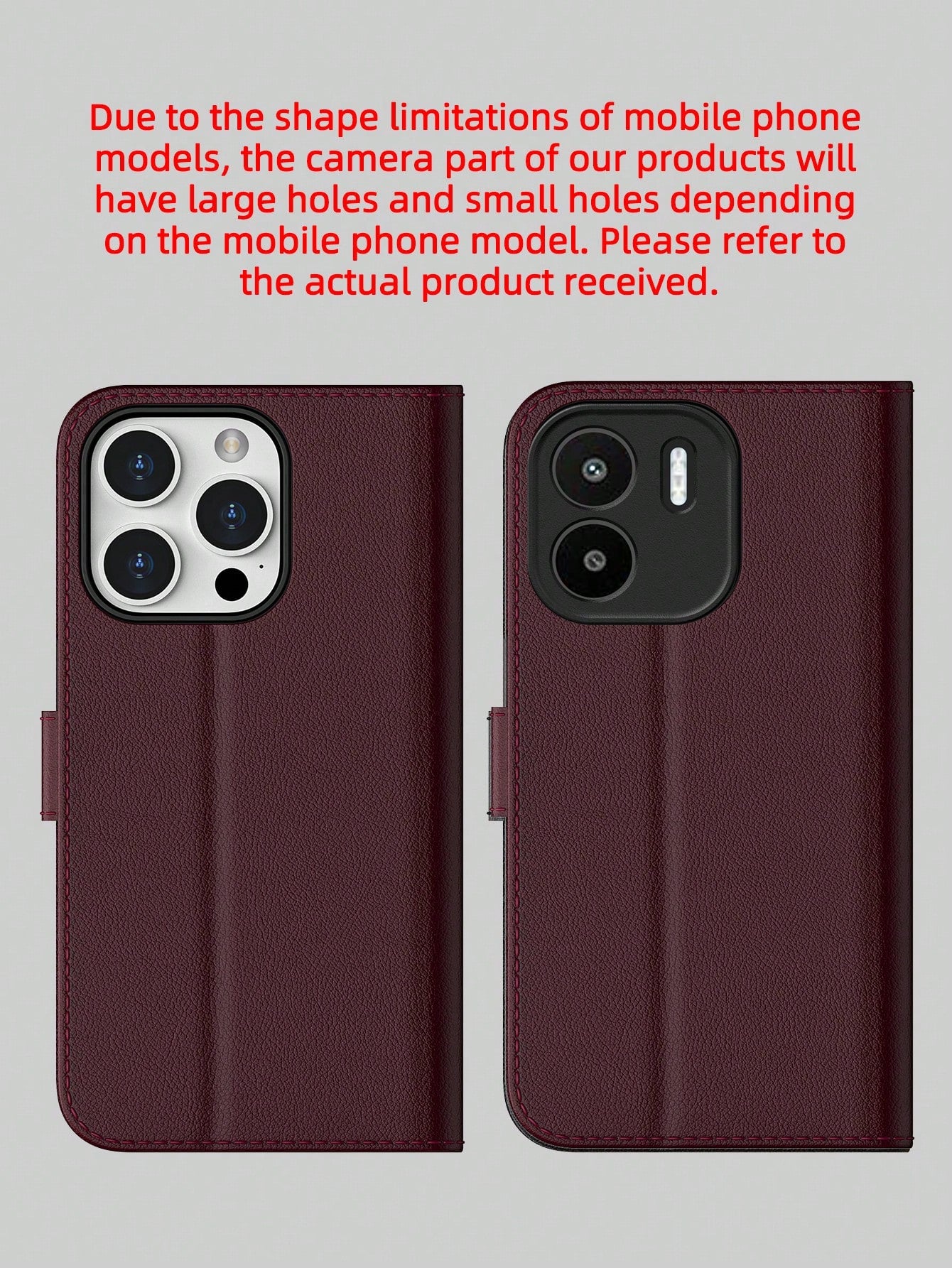 Wallet Phone Case For IPhone 16 Pro Max, Plum PU Leather Protective Cover, Compatible With Galaxy A56/A16/A55/S25 Ultra/S25 Edge (International Version), Flip Cover Protective Case (With Shockproof TP