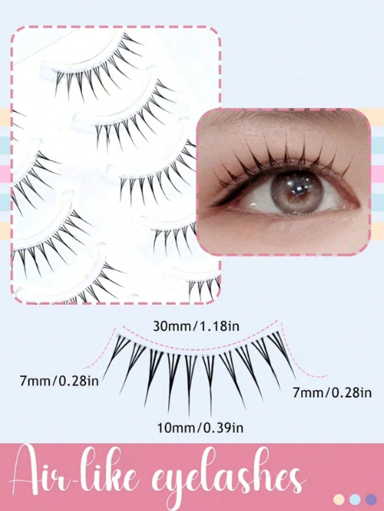 Waloshow DOUDOUTIAN Japanese Sweet Style False Eyelashes 5 Pairs C-Curl Natural Camera-Friendly Design For Lively Manga Eye Makeup, Suitable For Cosplay And Daily Wear 7mm-12mm