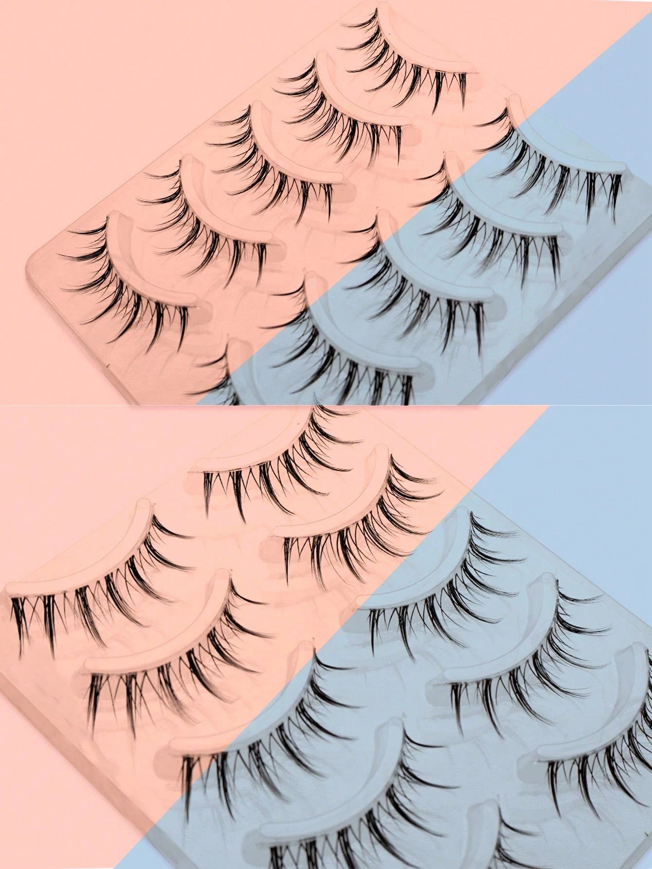 Waloshow DOUDOUTIAN Japanese Sweet Style False Eyelashes 5 Pairs C-Curl Natural Camera-Friendly Design For Lively Manga Eye Makeup, Suitable For Cosplay And Daily Wear 7mm-12mm