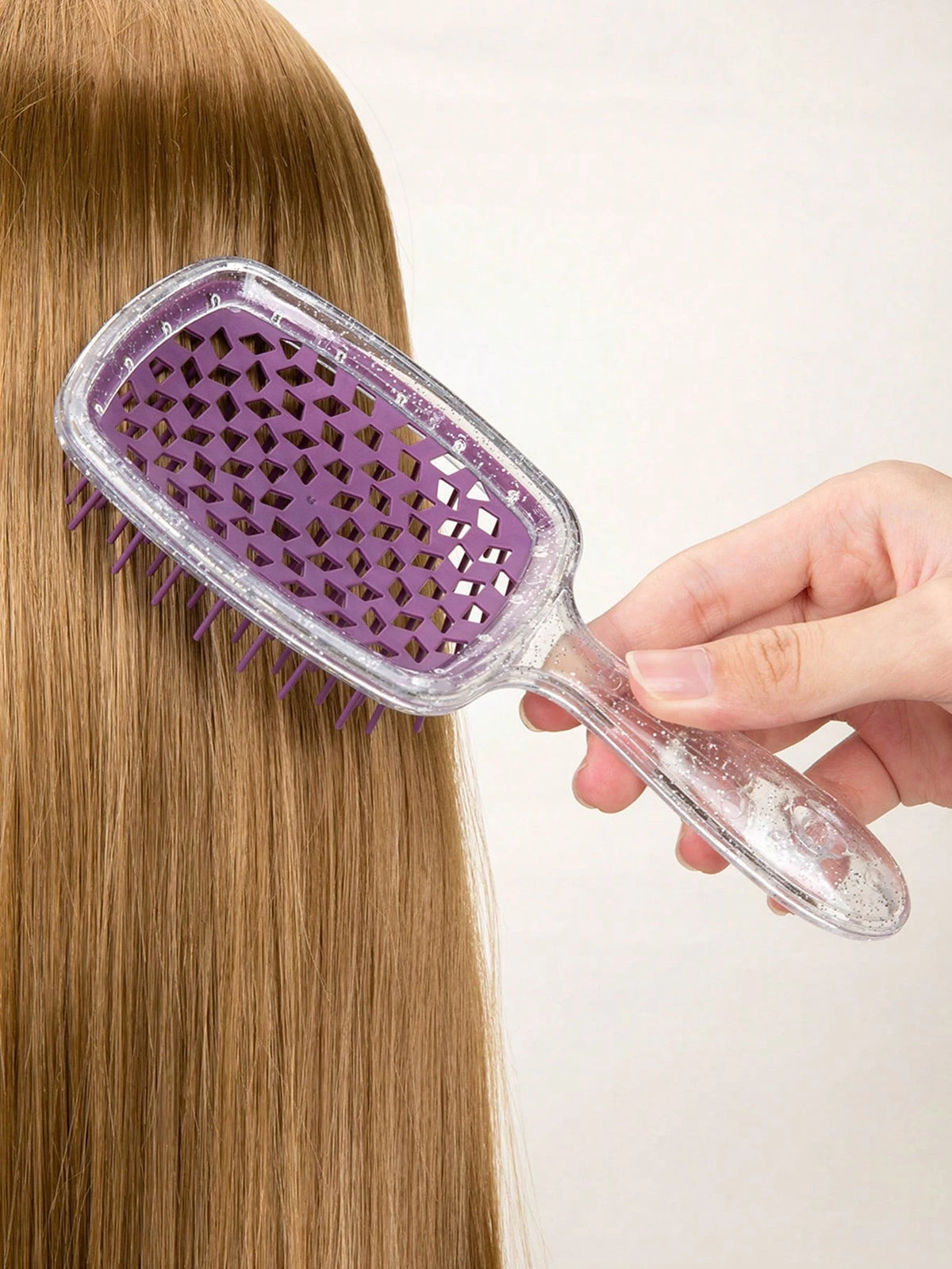 WANMEI 1pc Shiny Transparent Hollow Hair Comb, Anti-Static Scalp Massage Brush, Wet & Dry Use, Transparent Comb, Styling Tool For Wet & Dry Hair, Natural Smooth Brush, Massage Comb Suitable For Curly