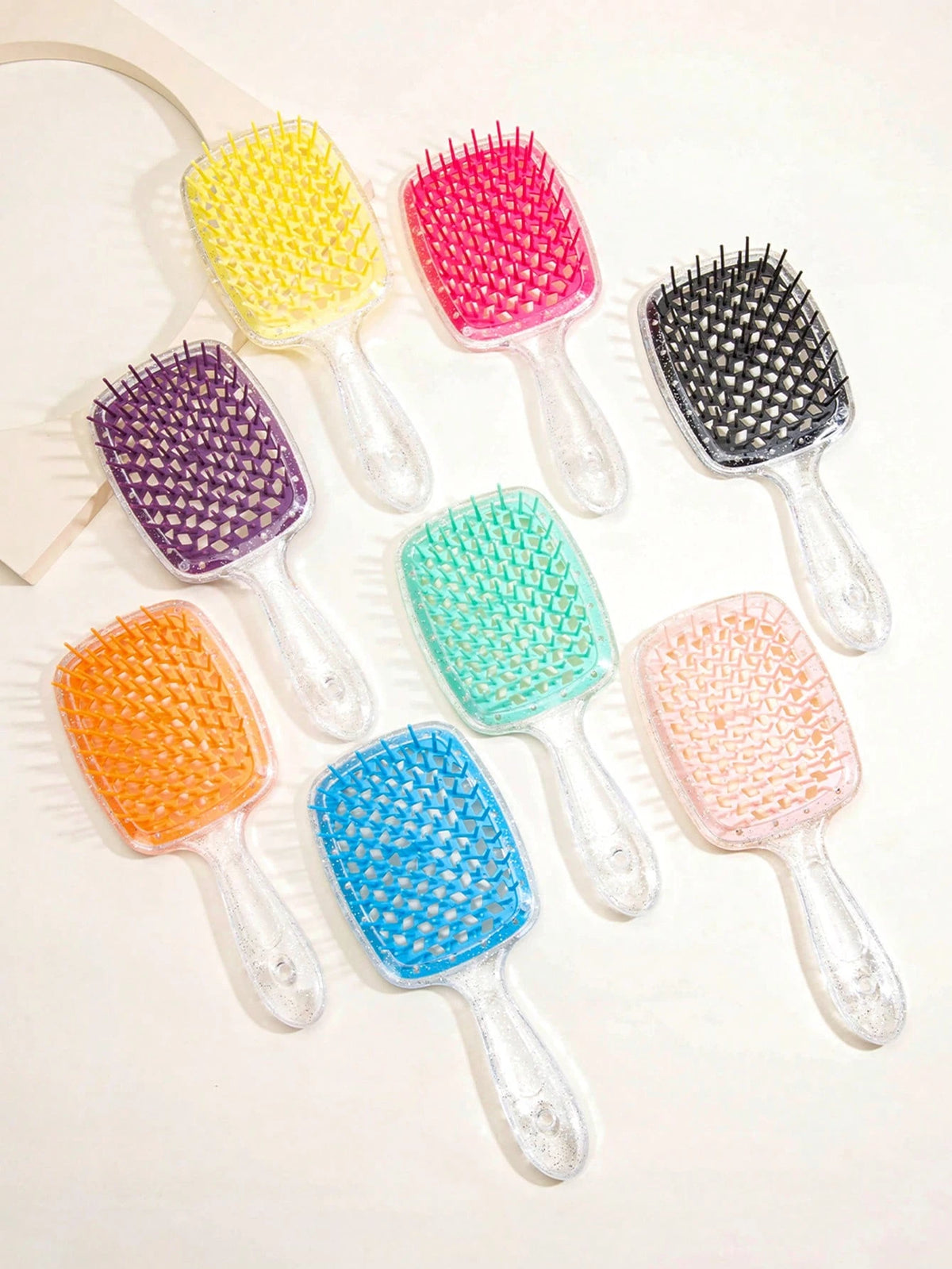 WANMEI 1pc Shiny Transparent Hollow Hair Comb, Anti-Static Scalp Massage Brush, Wet & Dry Use, Transparent Comb, Styling Tool For Wet & Dry Hair, Natural Smooth Brush, Massage Comb Suitable For Curly