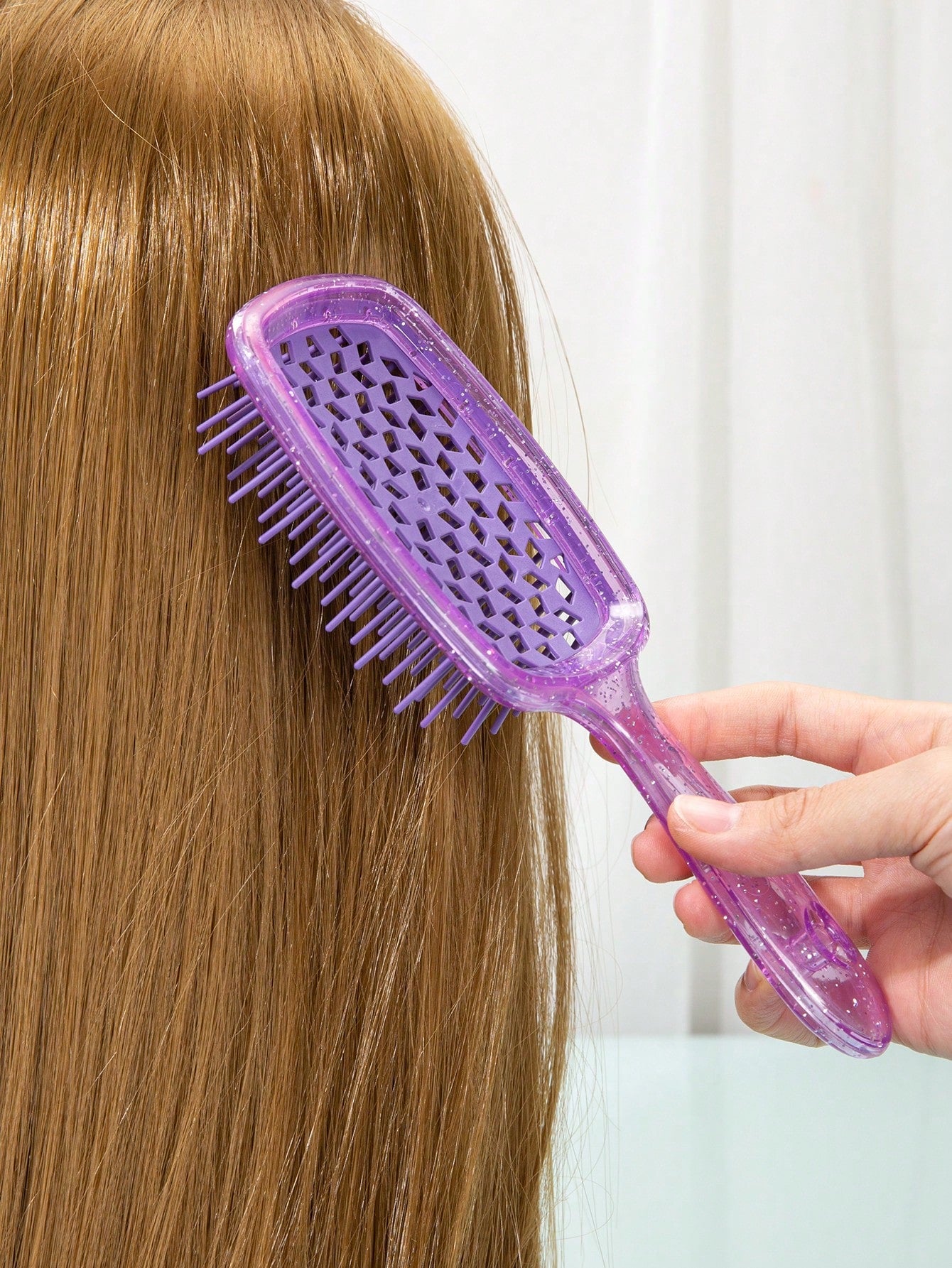 WANMEI Transparent Glitter Hollow Hair Comb- Women/Girls Shiny Detangling Comb, Glossy Anti-Static Lightweight Brush For Thick/Curly/Fine Hair, Shiny Portable Haircare Tool, Effectively Controls Friz