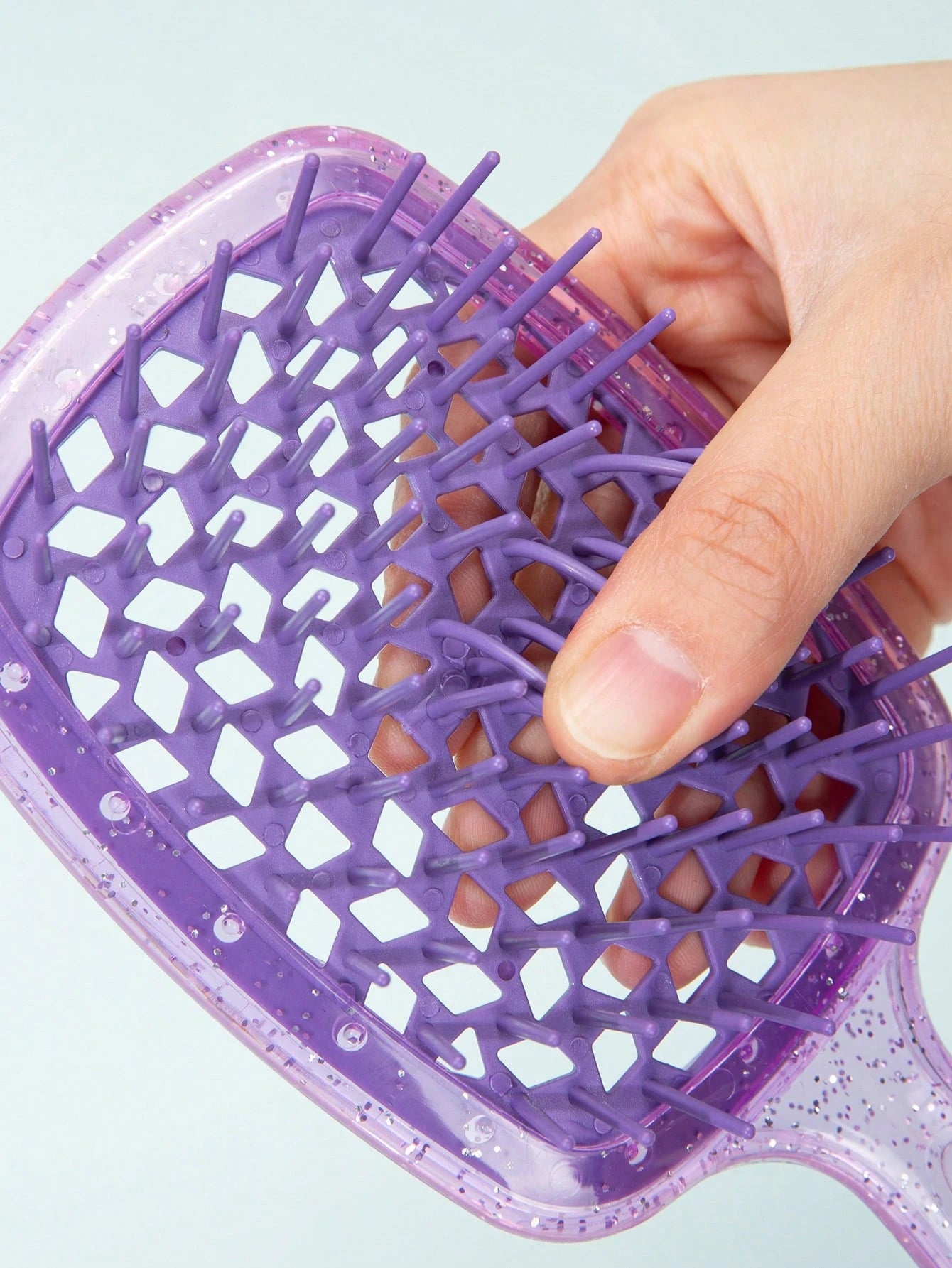 WANMEI Transparent Glitter Hollow Hair Comb- Women/Girls Shiny Detangling Comb, Glossy Anti-Static Lightweight Brush For Thick/Curly/Fine Hair, Shiny Portable Haircare Tool, Effectively Controls Friz