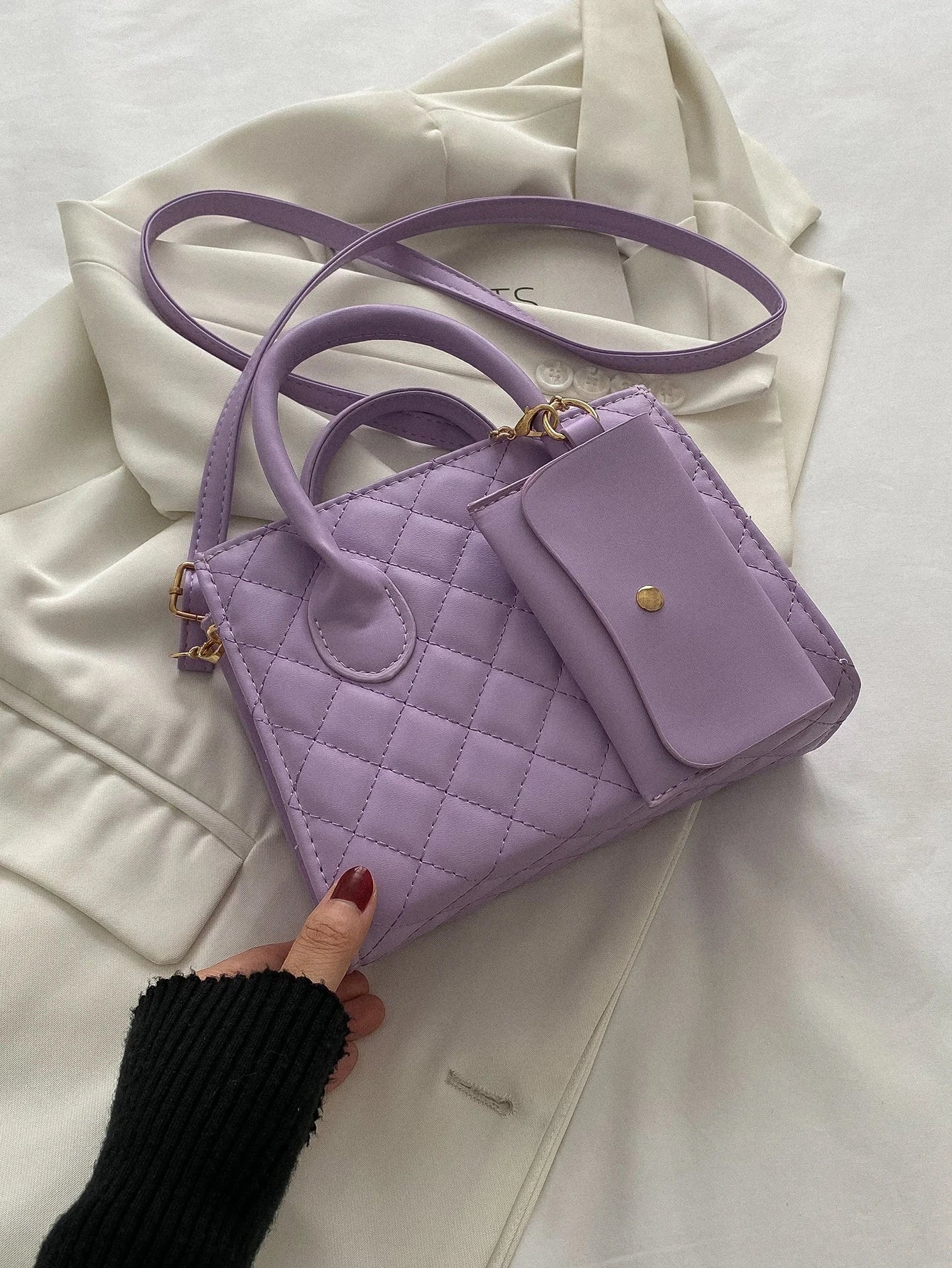 Waterproof,Lightweight,Business Casual Stitch Detail Double Handle Square Bag With Coin Purse For Teen Girls Women College Students,Rookies & White-Collar Workers Perfect For Office,College,Work,Busi