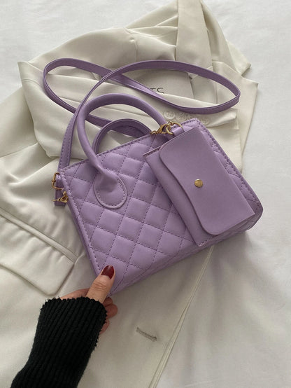 Waterproof,Lightweight,Business Casual Stitch Detail Double Handle Square Bag With Coin Purse For Teen Girls Women College Students,Rookies & White-Collar Workers Perfect For Office,College,Work,Busi