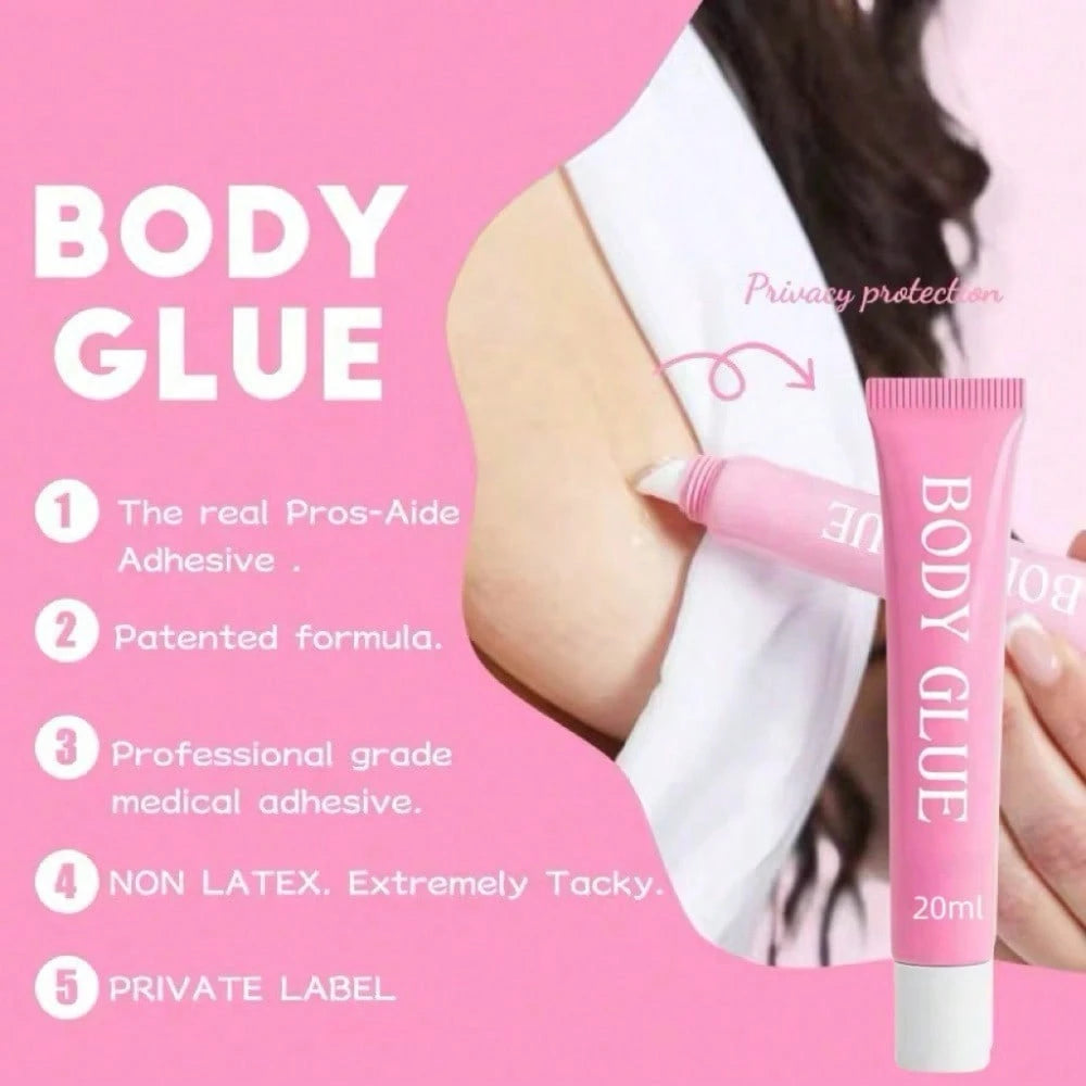 Waterproof Sweatproof Body Adhesive Glue, Easy Clean Apparel Fixing Glue, Stain Free Strong Hold Glue For Outfit