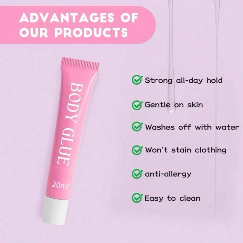 Waterproof Sweatproof Body Adhesive Glue, Easy Clean Apparel Fixing Glue, Stain Free Strong Hold Glue For Outfit