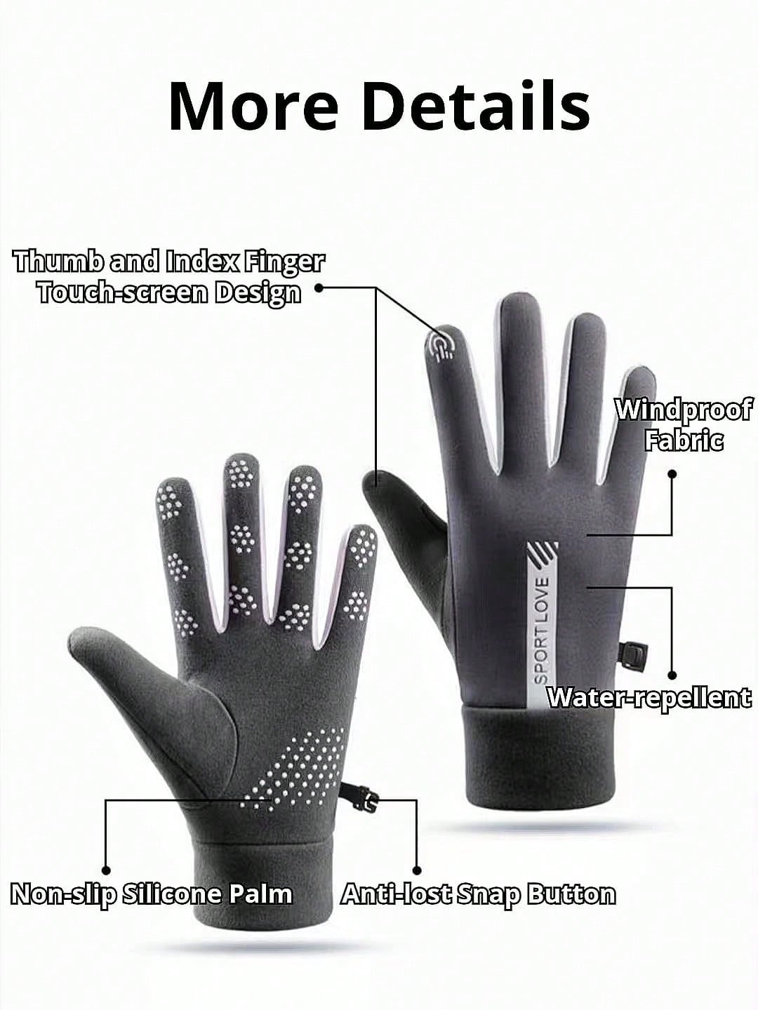 Waterproof Touchscreen Anti-Slip Thermal Gloves, Lightweight Windproof Outdoor Running Cycling Driving Hiking Gloves, Unisex, Winter Gloves