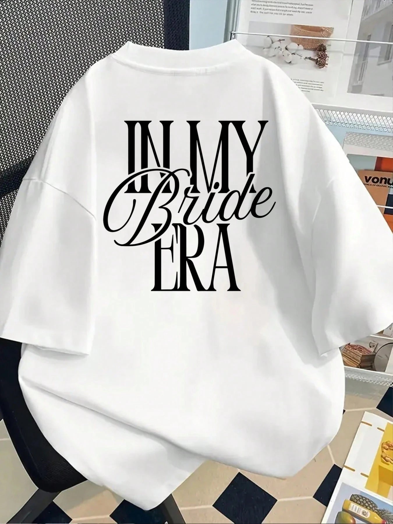 Wedding Era, Bride'S Time Print Tshirt Short Sleeve Crew Neck Casual Top For Summer Spring, Women'S Clothing