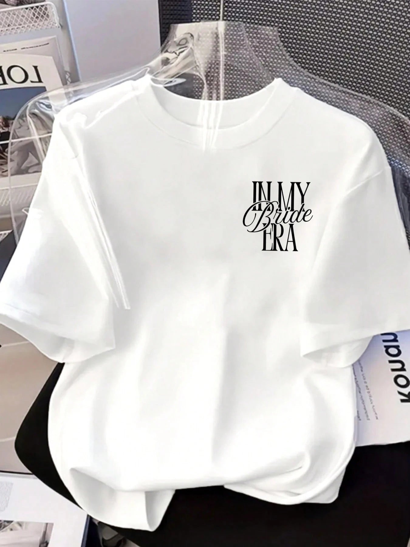 Wedding Era, Bride'S Time Print Tshirt Short Sleeve Crew Neck Casual Top For Summer Spring, Women'S Clothing